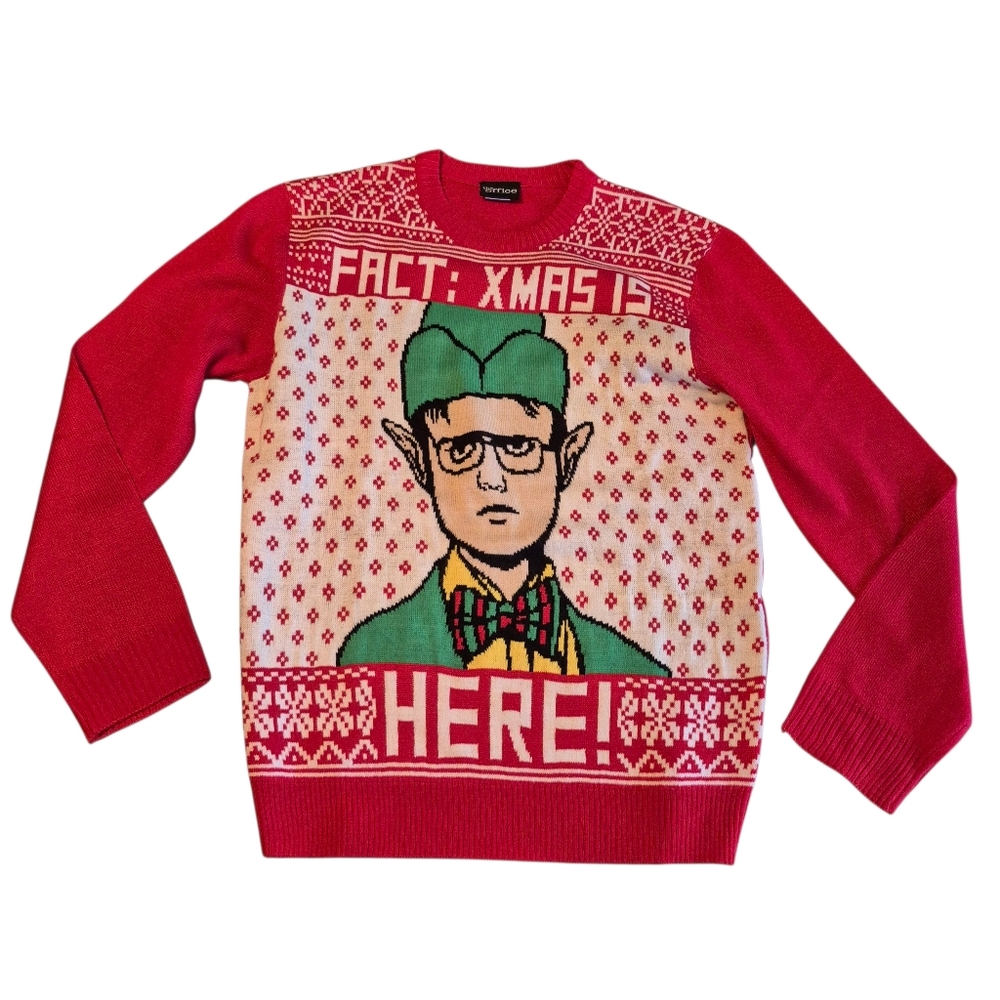 The Office Red Ugly Christmas Sweater Mens Small